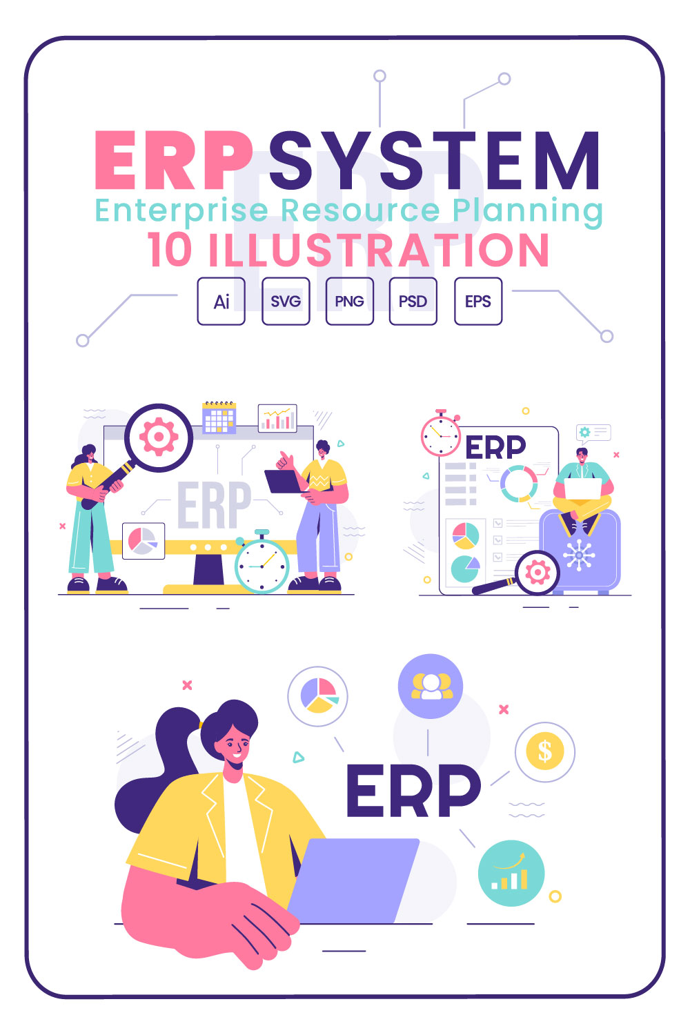 10 ERP Enterprise Resource Planning System Illustration pinterest preview image.