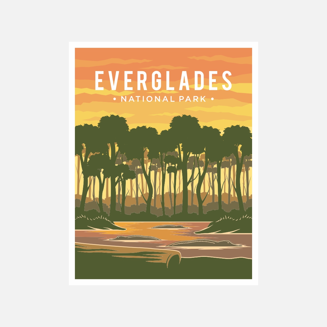 Everglades National Park poster vector illustration design – Only $8 preview image.