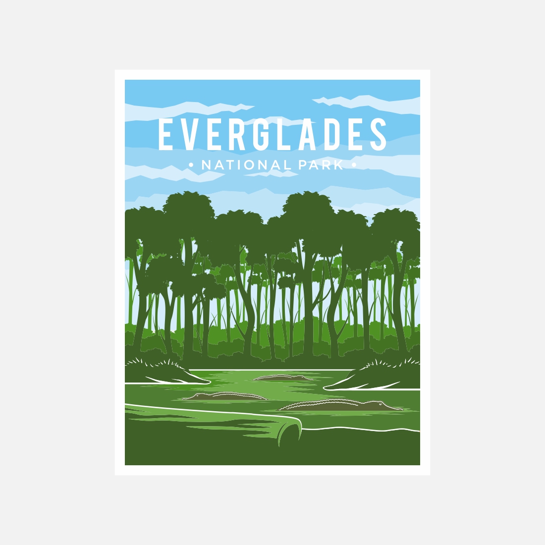 Everglades National Park poster vector illustration design – Only $8 preview image.