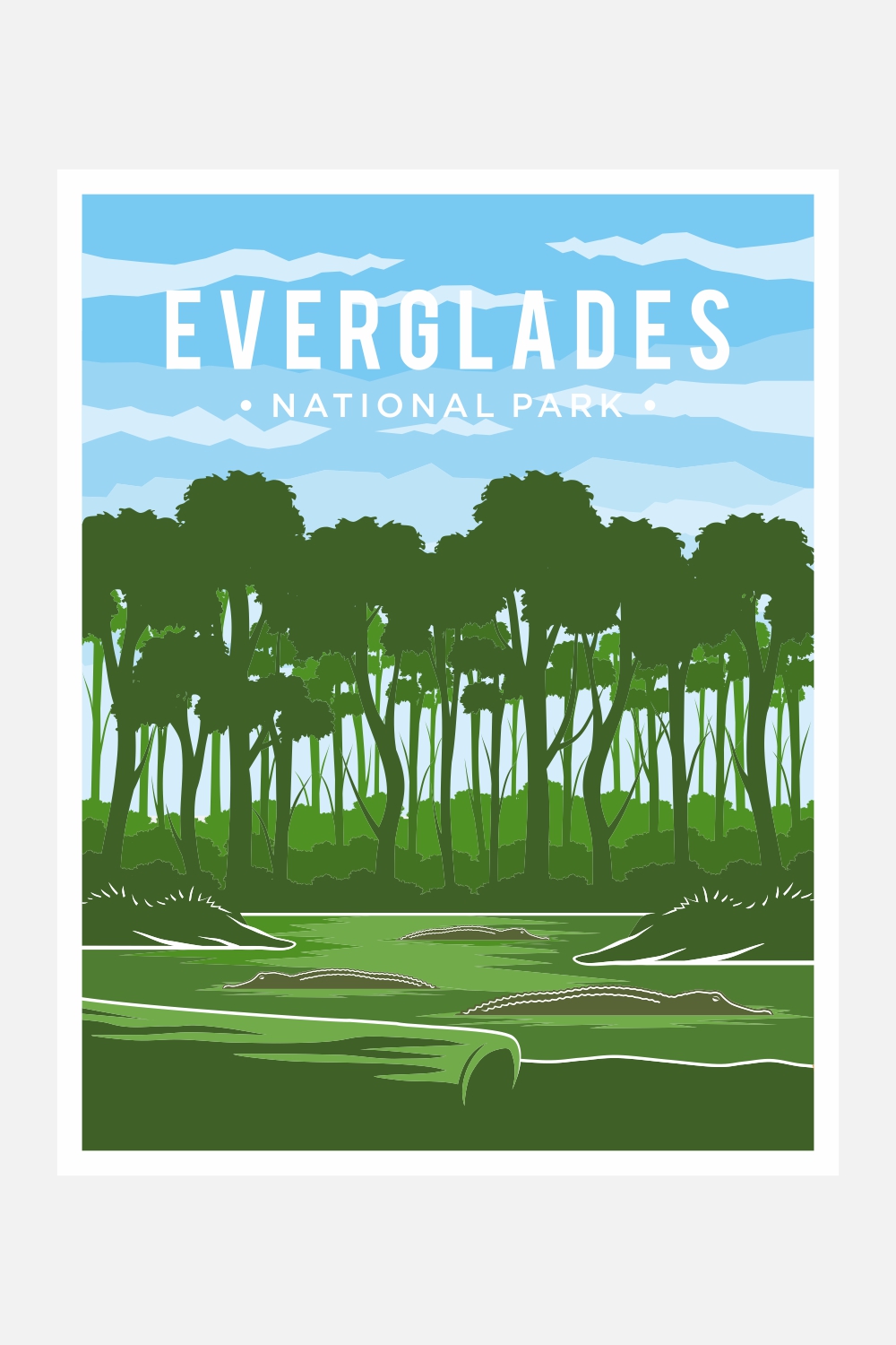 Everglades National Park poster vector illustration design – Only $8 pinterest preview image.
