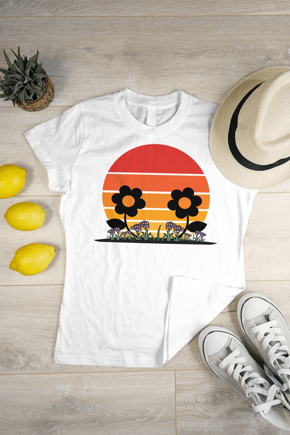 Sunset Bloom T-Shirt pinterest preview image.
