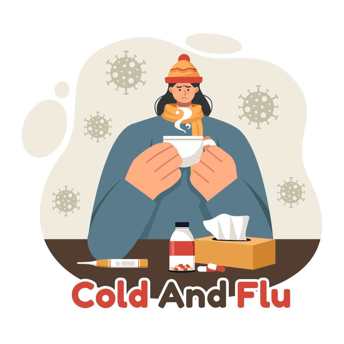 9 Flu and Cold Illustration preview image.