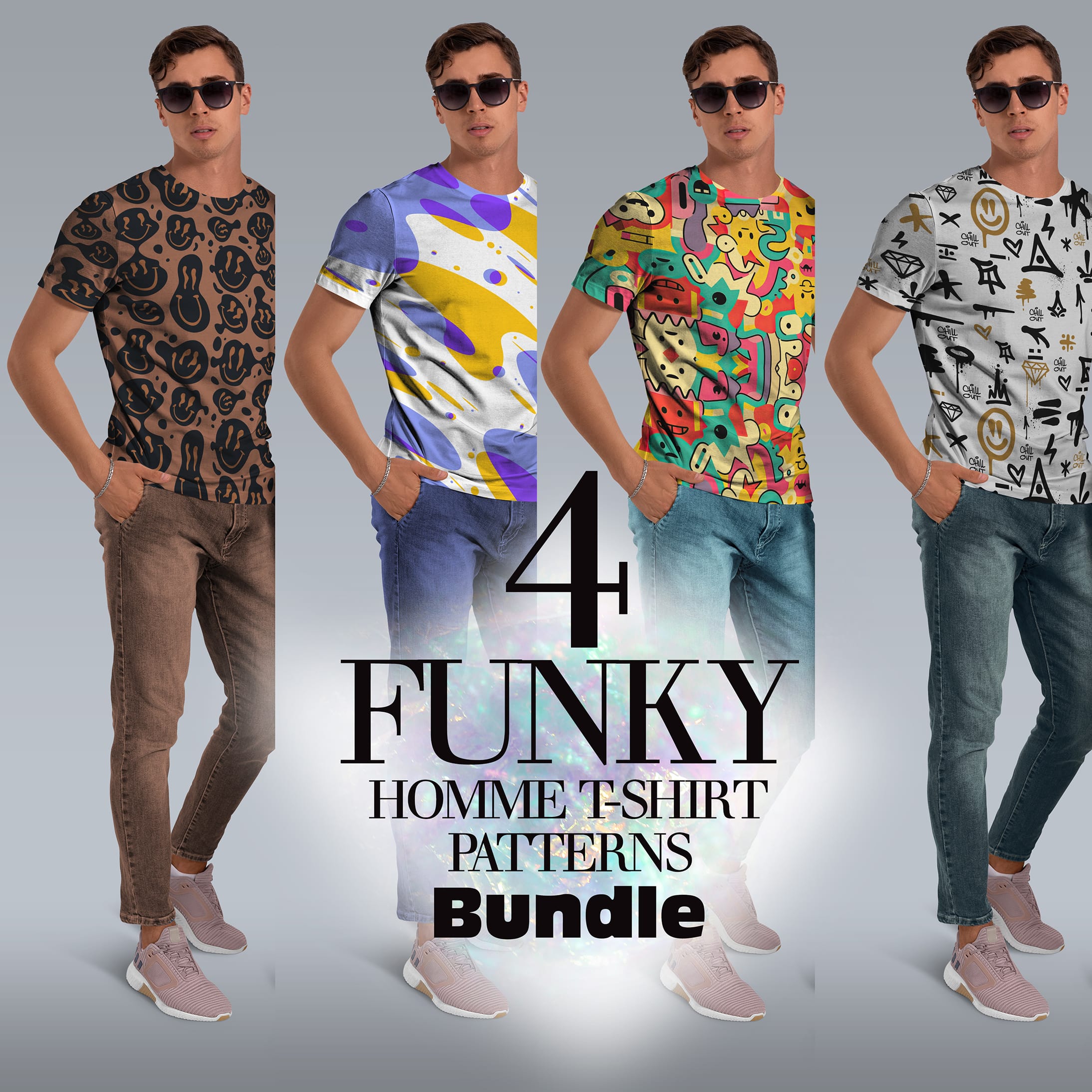 4 Funky Couple T-Shirt Patterns Bundle (A1-A4) preview image.