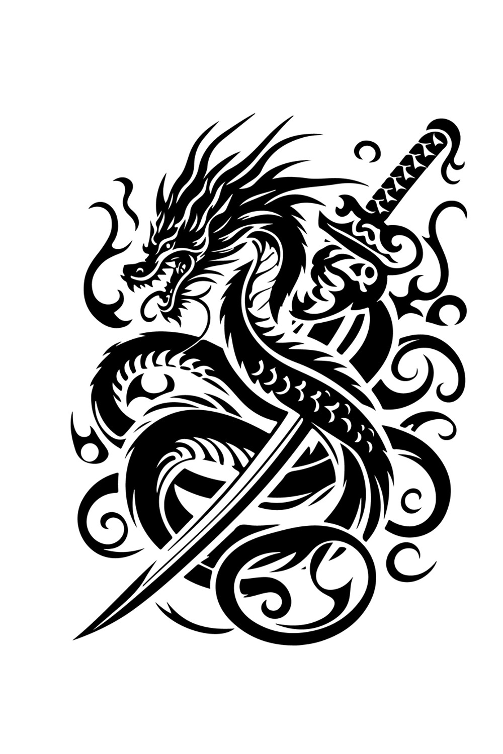 collection of black dragon tattoos in vector format pinterest preview image.