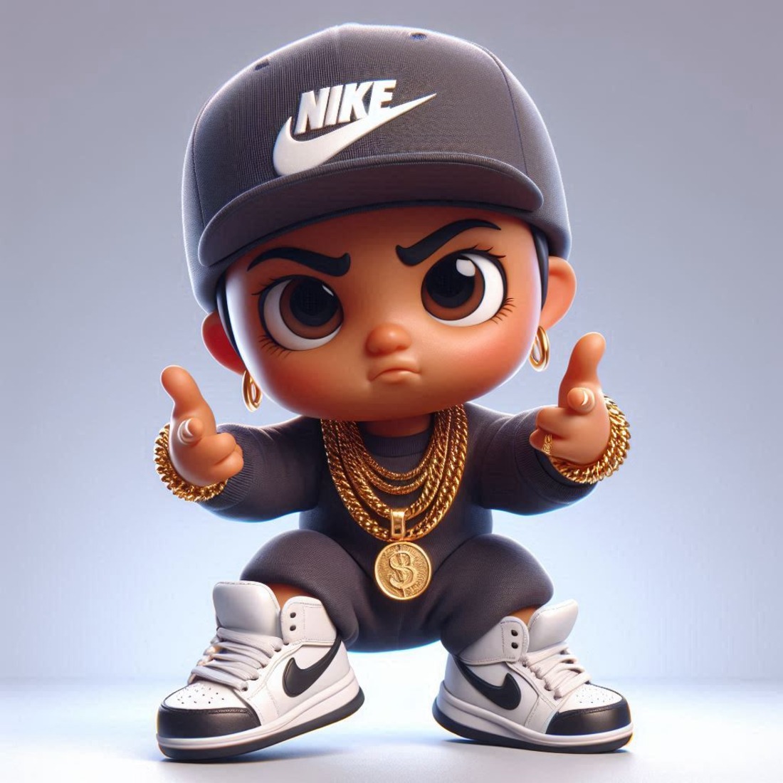 3D Gangsta Rap Baby Urban Street Wear Collectible Avatar preview image.