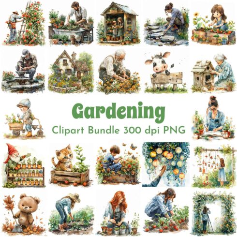 Gardening Clipart Bundle cover image.