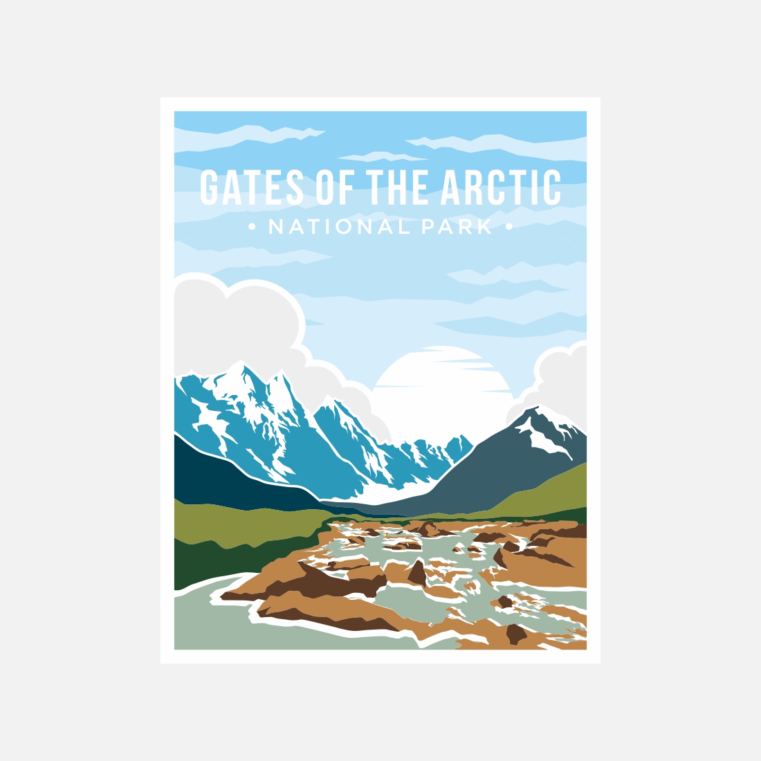 Gate of the arctic National Park poster vector illustration design – Only $8 cover image.