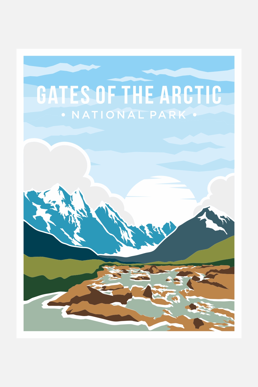 Gate of the arctic National Park poster vector illustration design – Only $8 pinterest preview image.