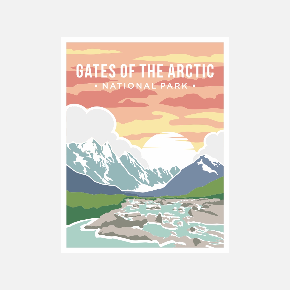 Gate of the arctic National Park poster vector illustration design – Only $8 preview image.