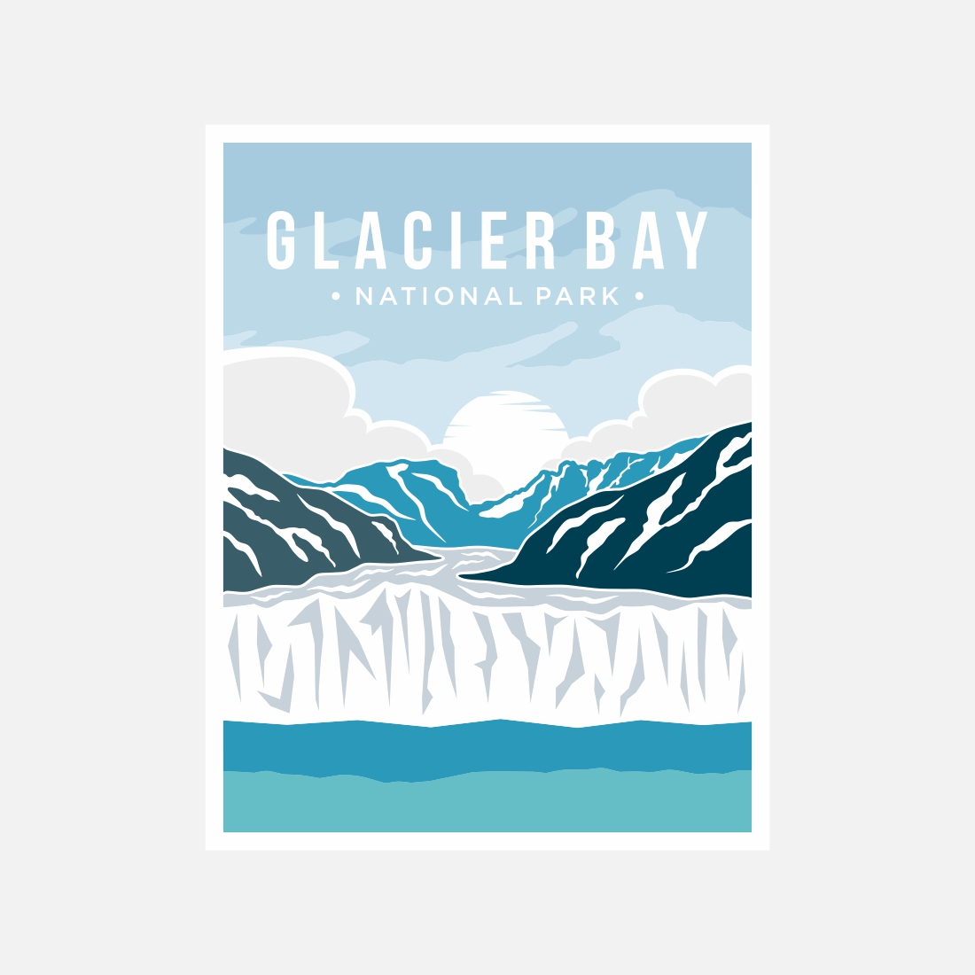 Glacier Bay National Park poster vector illustration design – Only $8 preview image.