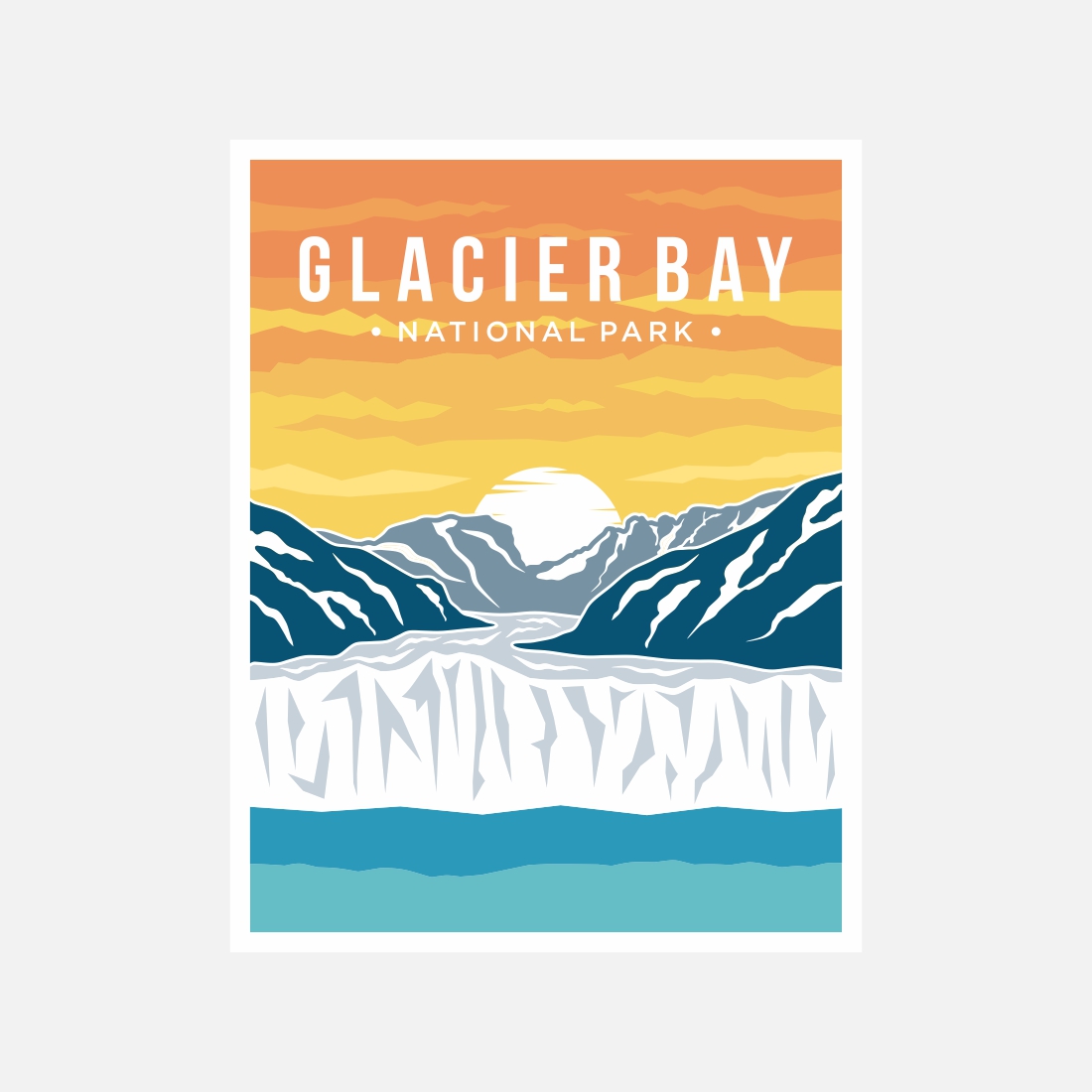 Glacier Bay National Park poster vector illustration design – Only $8 preview image.