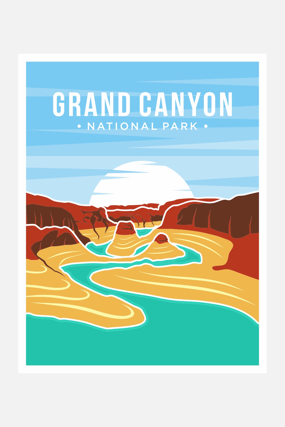 Grand Canyon National Park poster vector illustration design – Only $8 pinterest preview image.