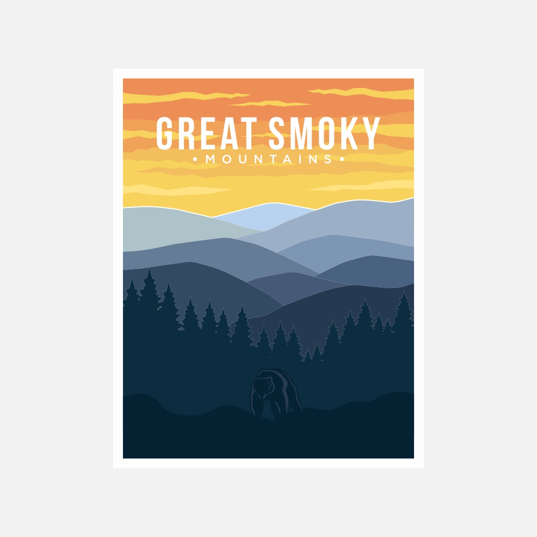 Great Smoky national park poster vector illustration design – Only $8 cover image.