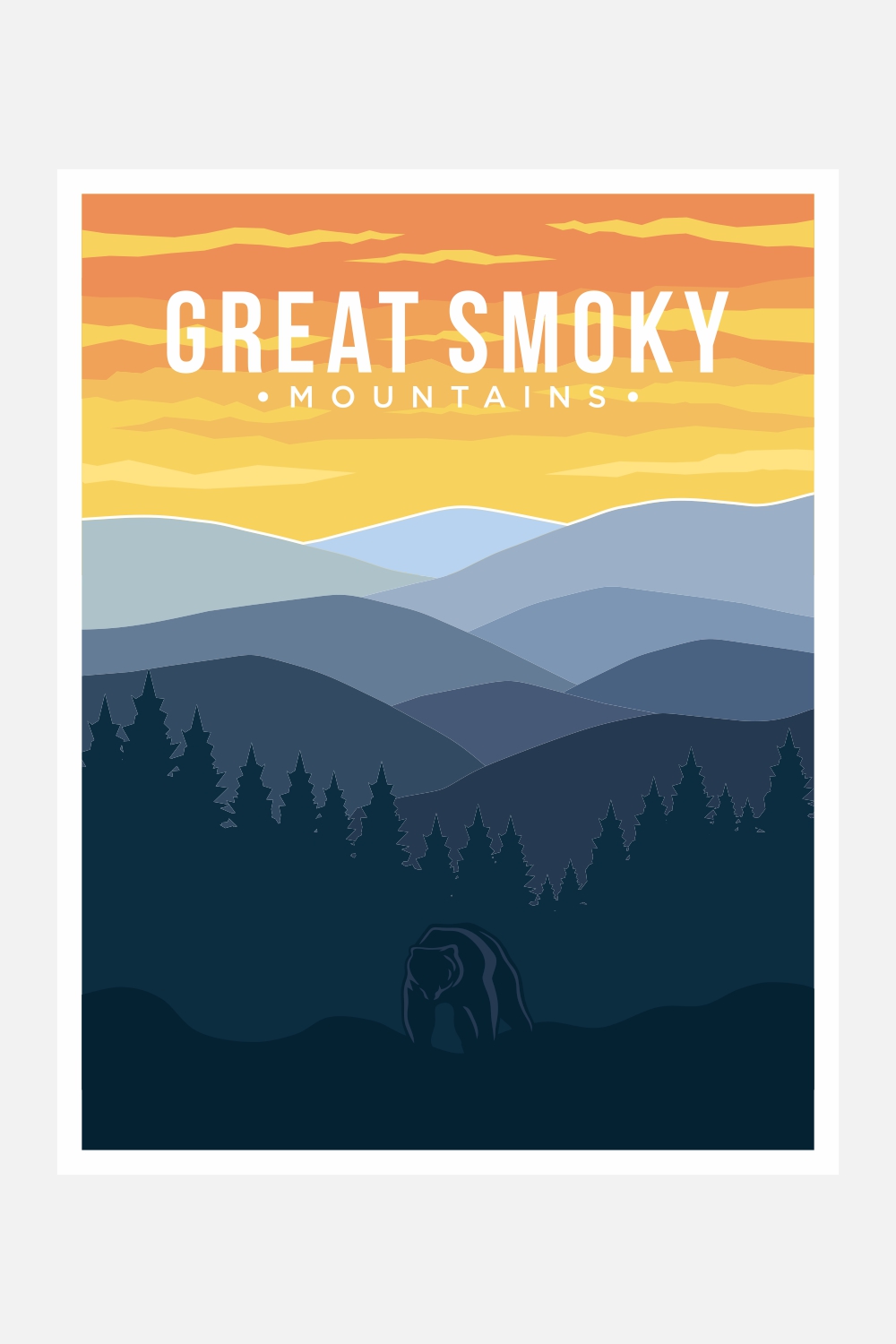 Great Smoky national park poster vector illustration design – Only $8 pinterest preview image.