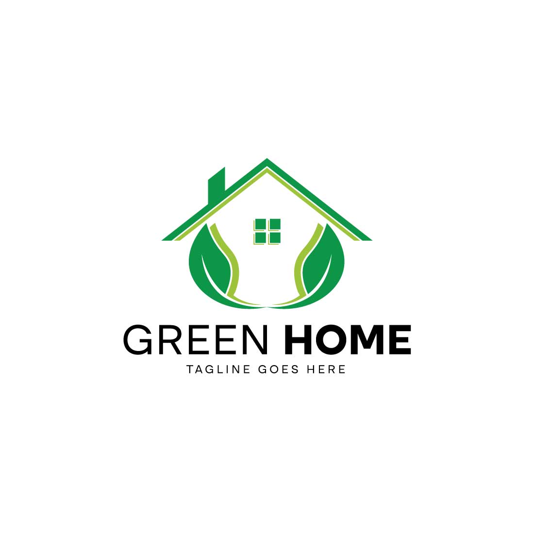 Minimalist Green Home Logo design preview image.