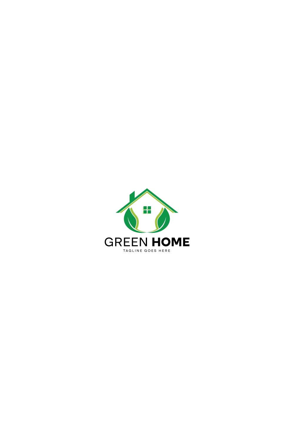 Minimalist Green Home Logo design pinterest preview image.