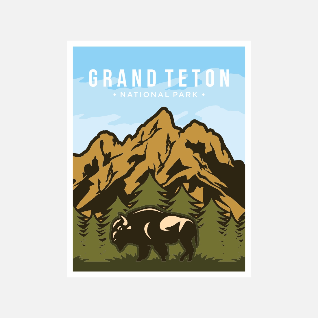 Grand Teton National Park Poster Vector Illustration - $8 preview image.