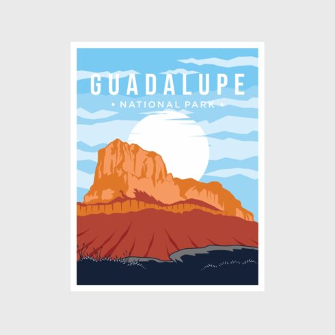 Guadalupe Mountains National Park poster vector illustration design - only $10 cover image.
