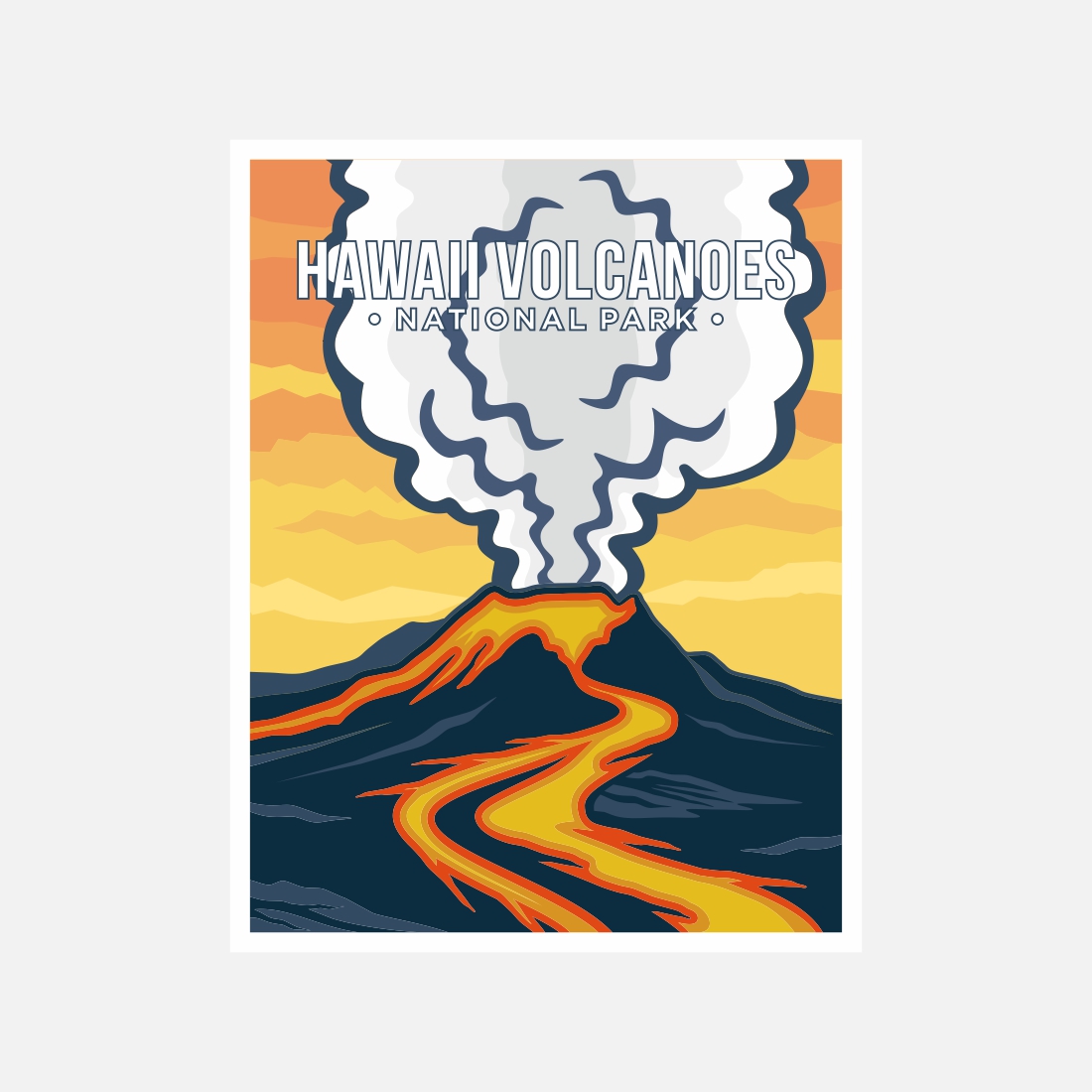 Hawaii Volcano National Park poster vector illustration design – Only $8 cover image.
