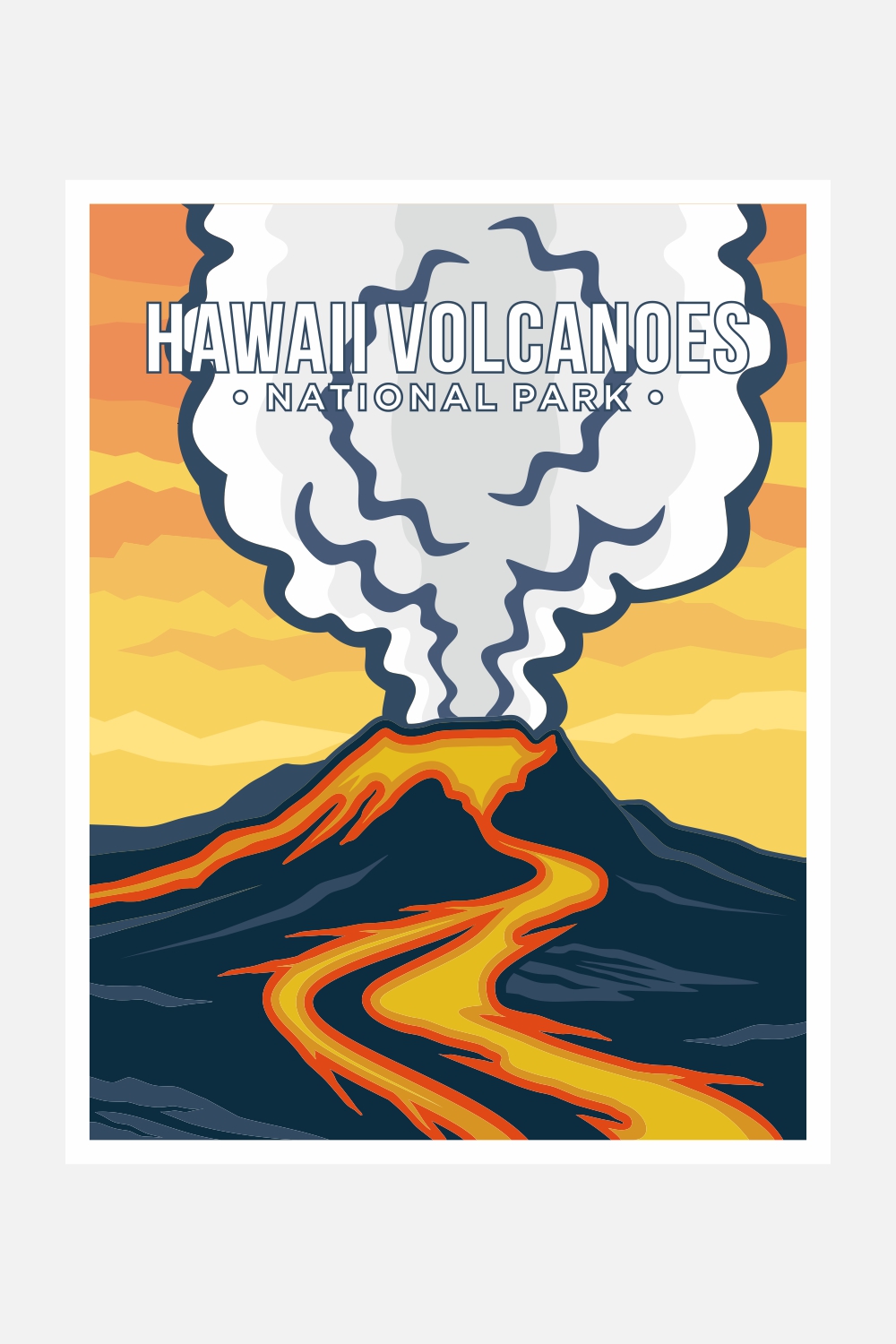 Hawaii Volcano National Park poster vector illustration design – Only $8 pinterest preview image.