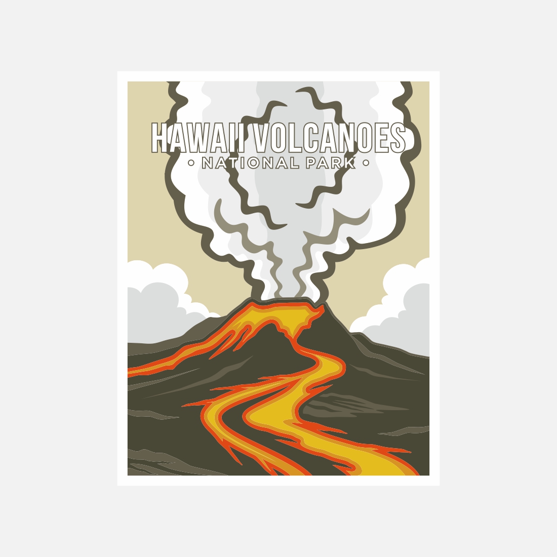 Hawaii Volcano National Park poster vector illustration design – Only $8 preview image.