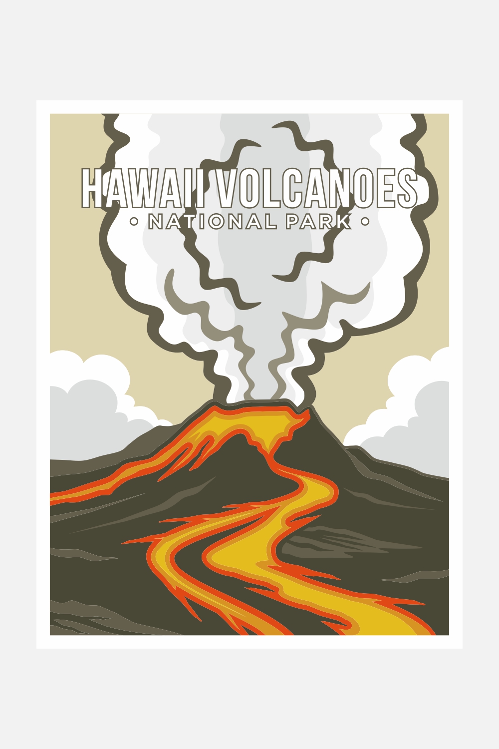 Hawaii Volcano National Park poster vector illustration design – Only $8 pinterest preview image.