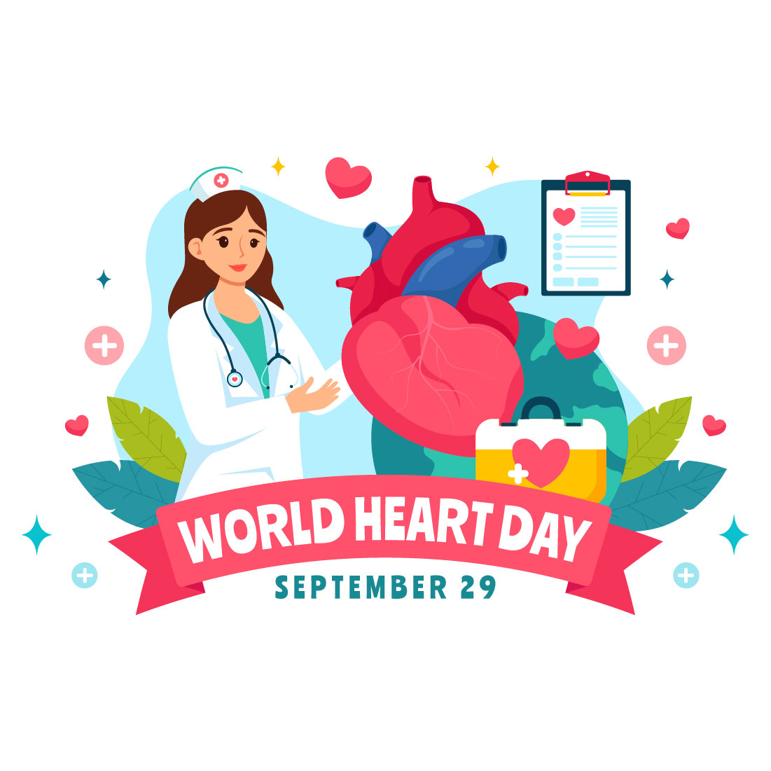 12 World Heart Day Illustration cover image.