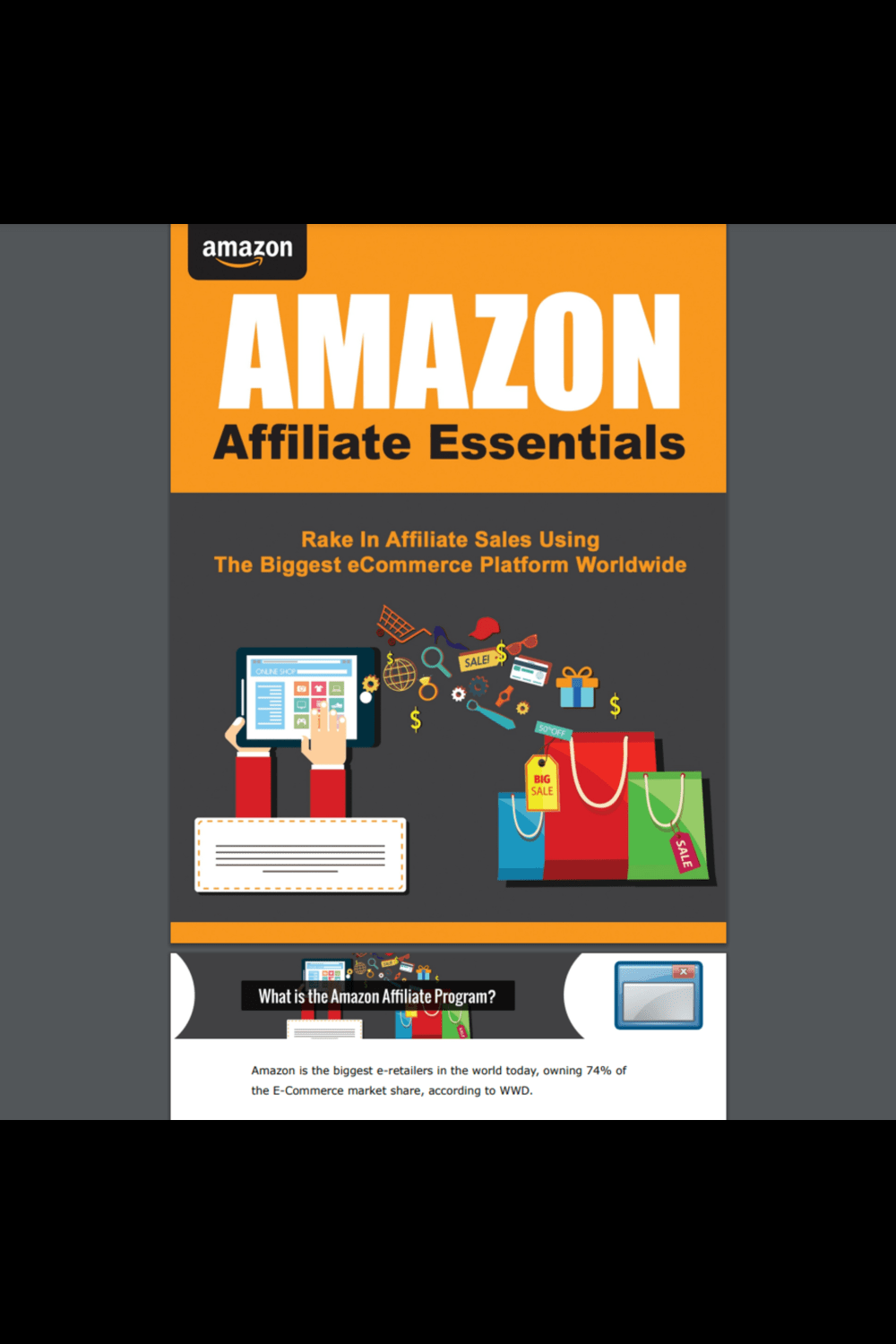 Amazon Affiliate Essentials Marketing Ebook Course Profitable Side Hustle pinterest preview image.