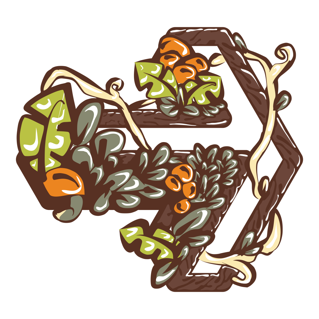 Brown Floral Right Arrow Icon with Vines preview image.