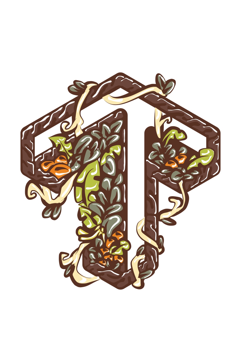 Brown Floral Up Arrow and Upward Icon with Vines pinterest preview image.