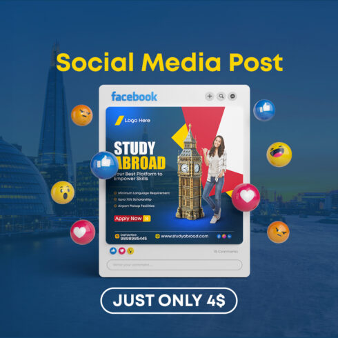 Creative Study Abroad Social Media Post Template cover image.