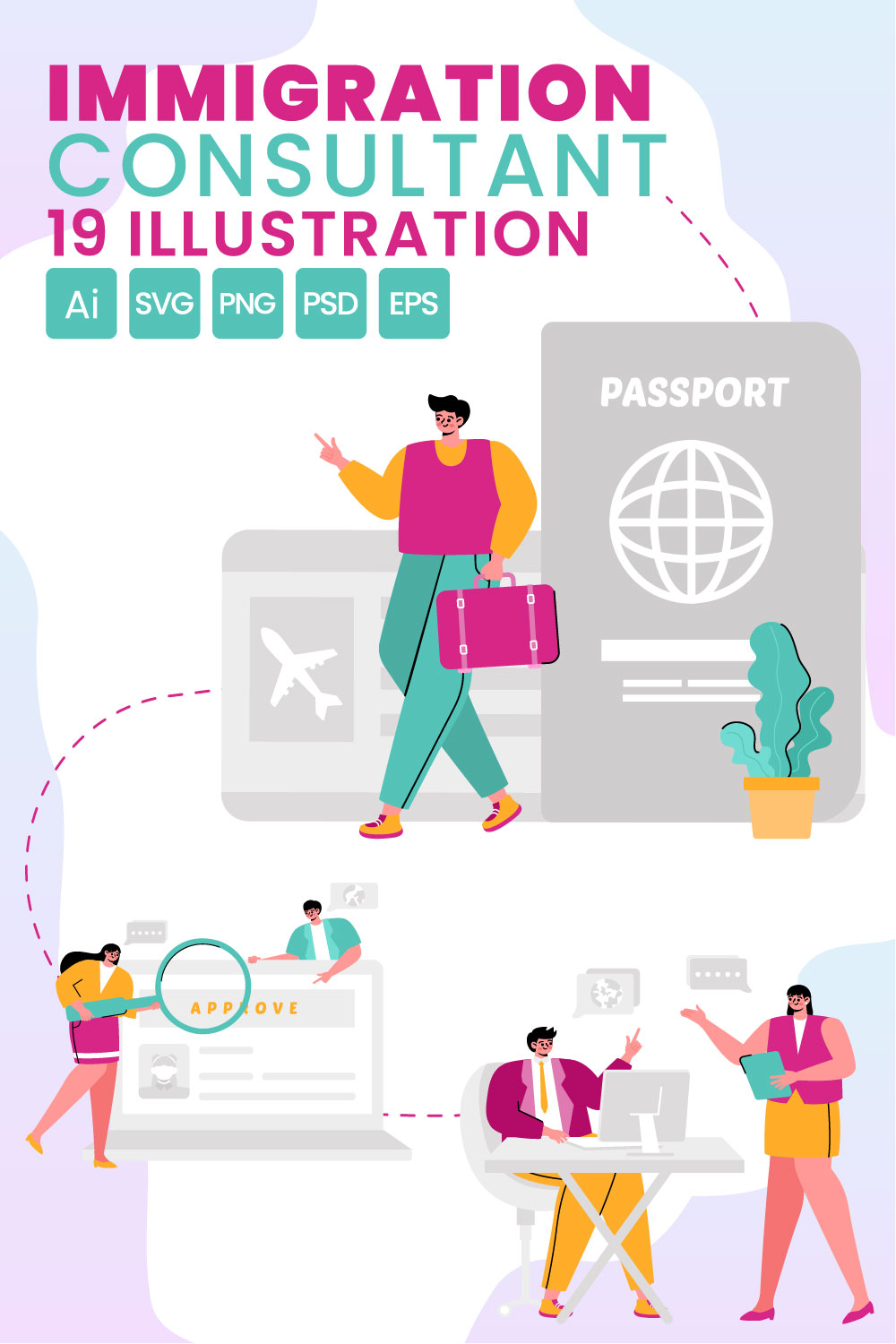 19 Immigration Consultant Illustration pinterest preview image.