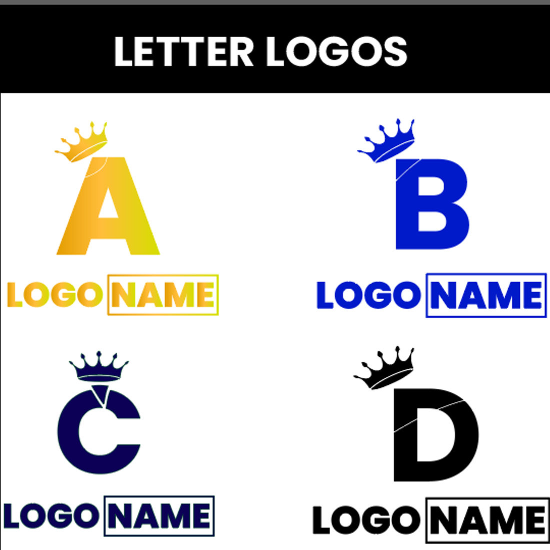 Modern LETTERS logo design preview image.