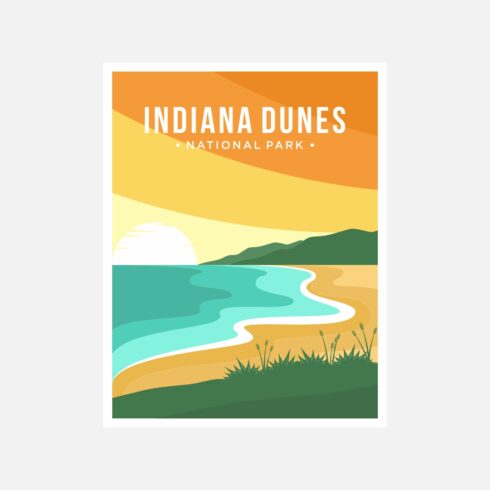 Indiana Dunes national park poster vector illustration design – Only $8 cover image.