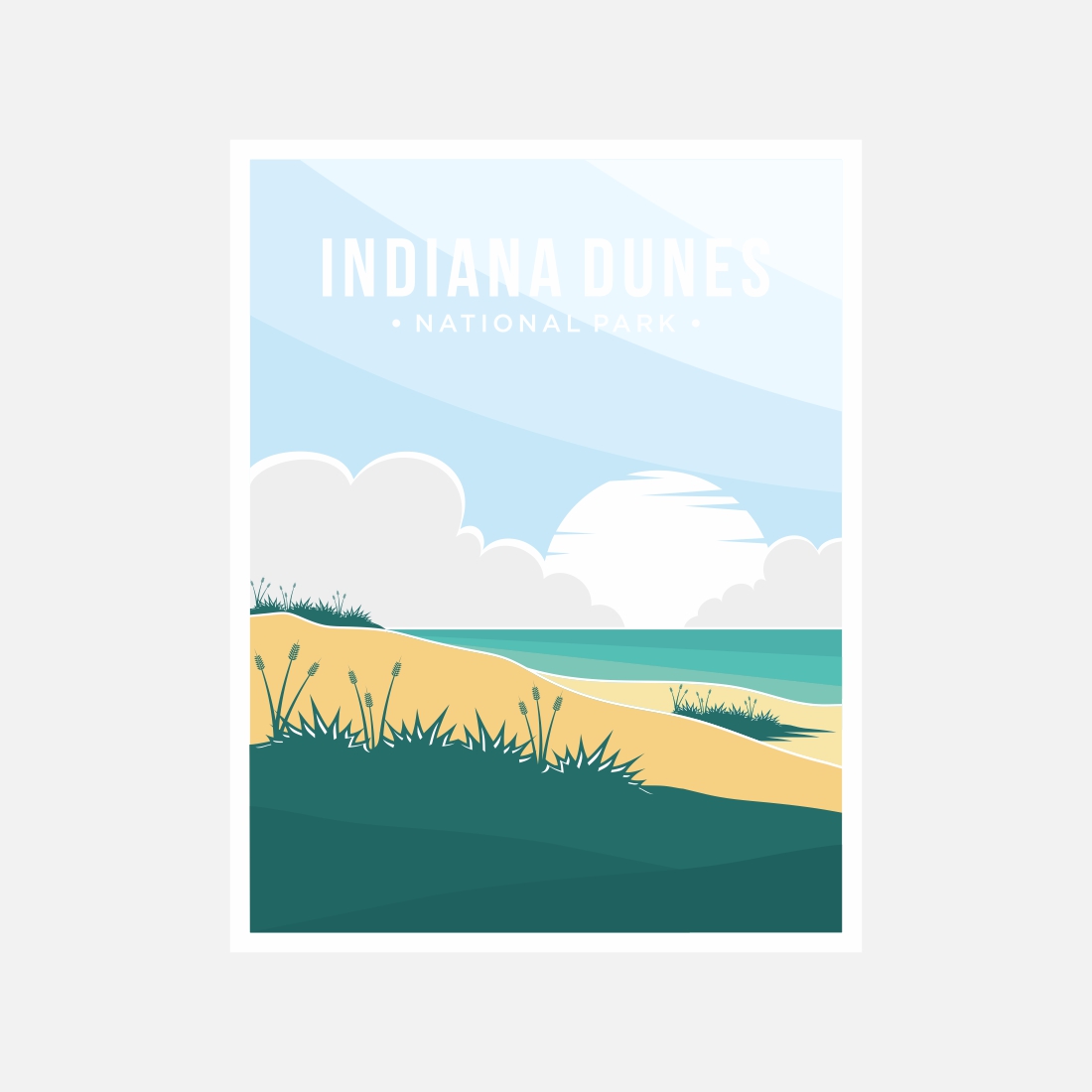 Indiana Dunes national park poster vector illustration design – Only $8 preview image.