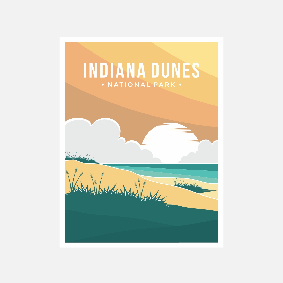 Indiana Dunes national park poster vector illustration design – Only $8 preview image.
