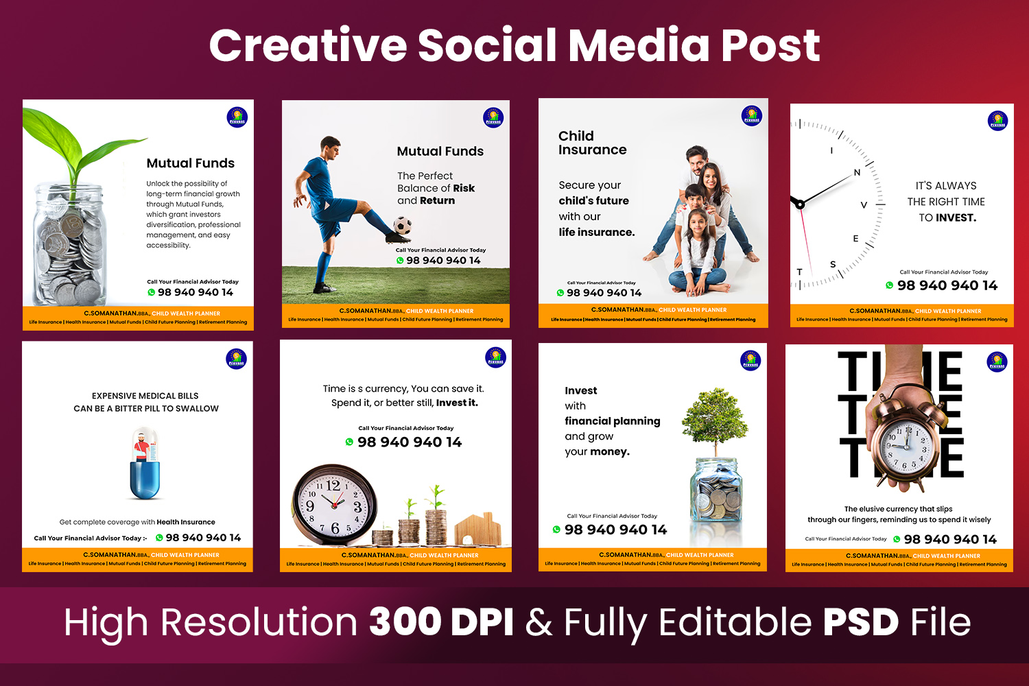 Social Media Post Template pinterest preview image.