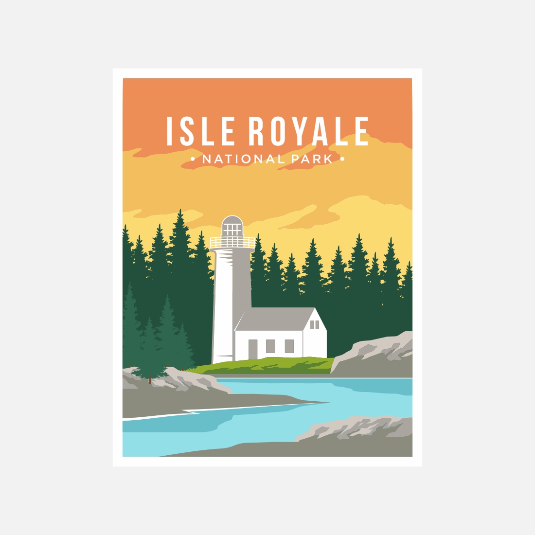 Isle Royale national park poster vector illustration design – Only $8 cover image.