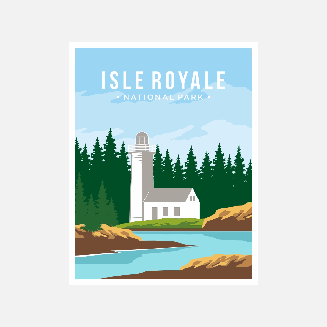Isle Royale national park poster vector illustration design – Only $8 preview image.