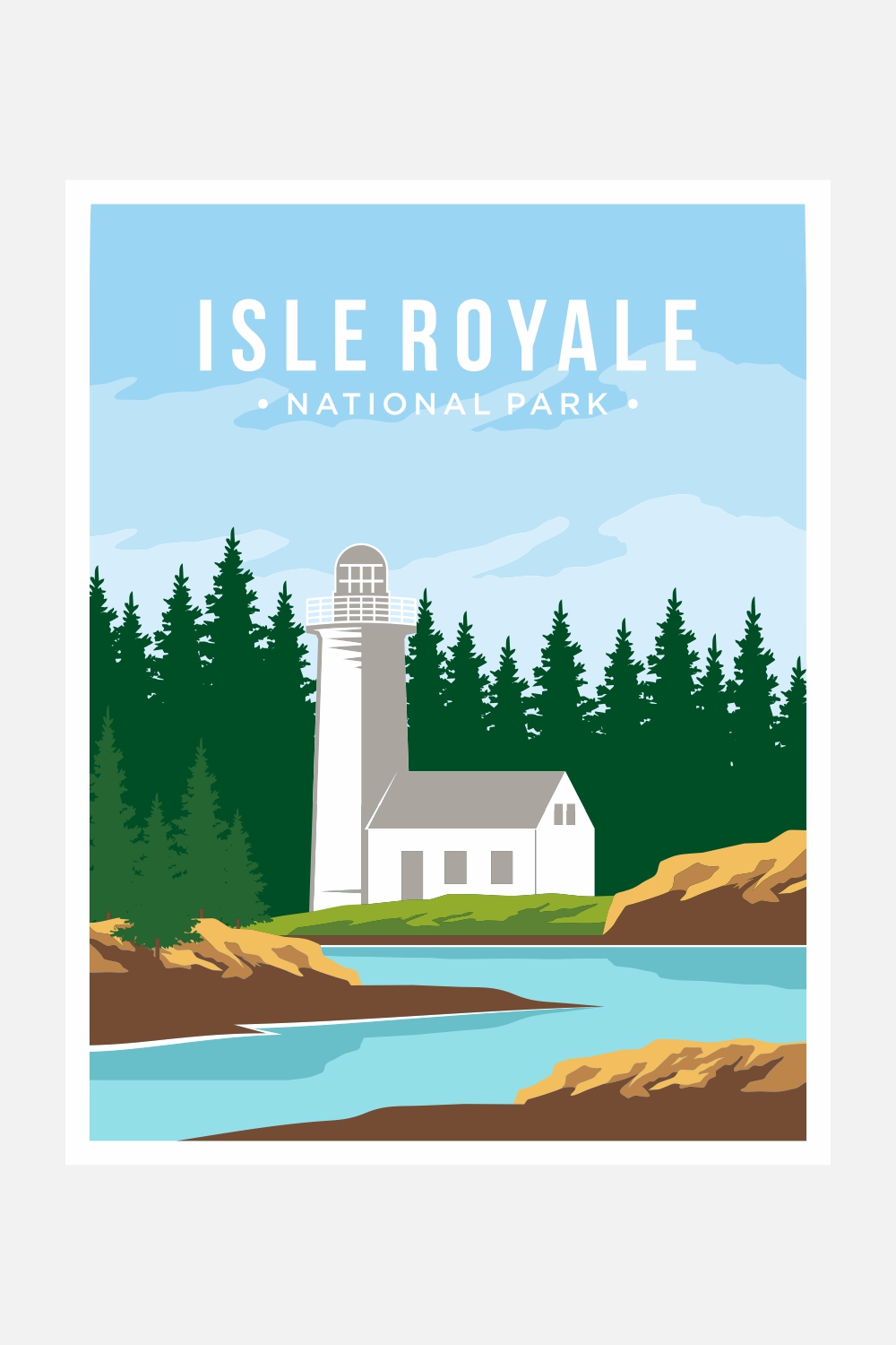 Isle Royale national park poster vector illustration design – Only $8 pinterest preview image.