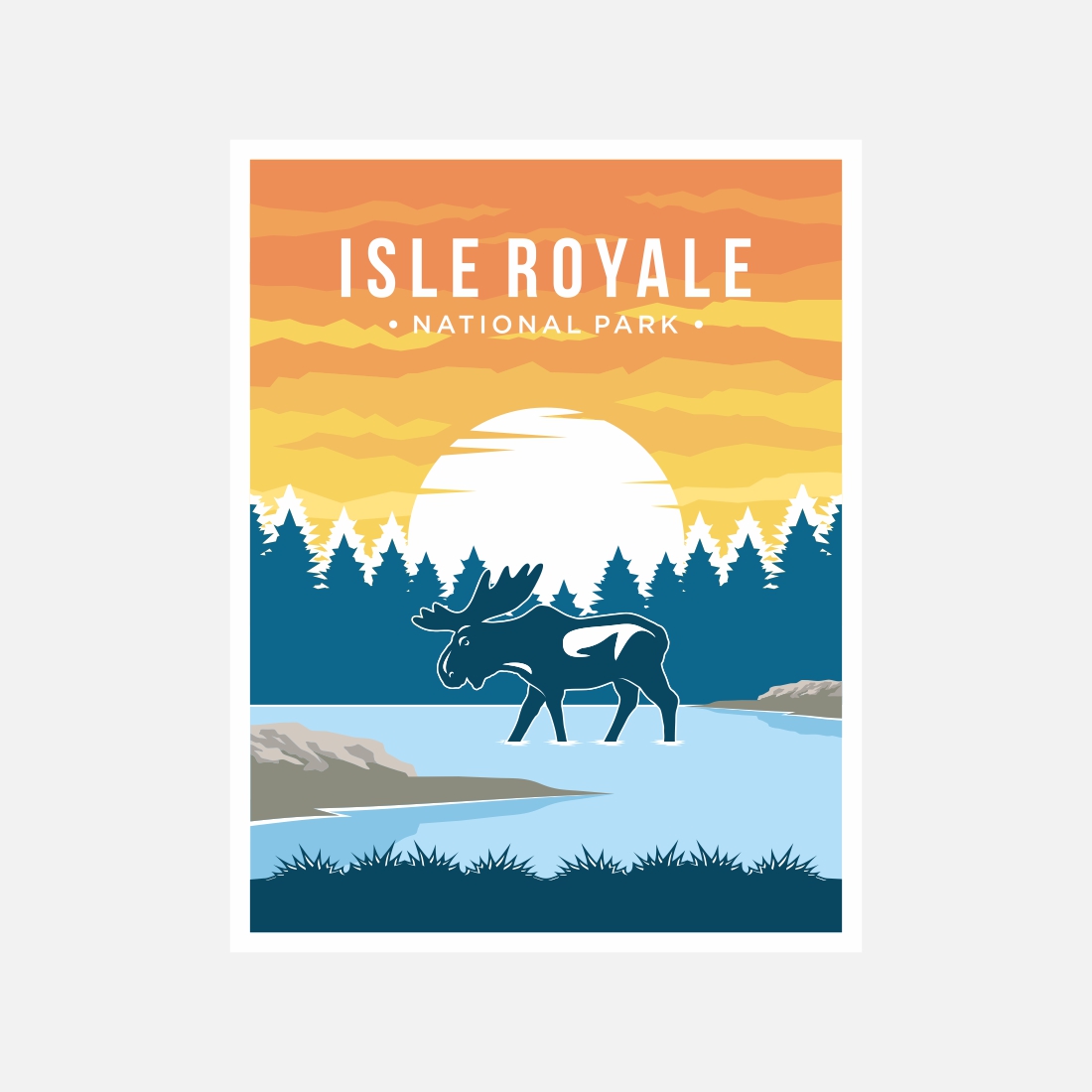 Isle Royale national park poster vector illustration design – Only $8 cover image.