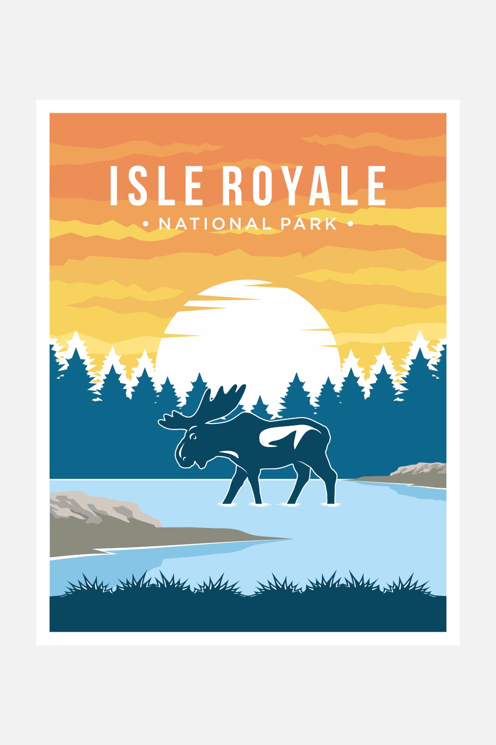 Isle Royale national park poster vector illustration design – Only $8 pinterest preview image.