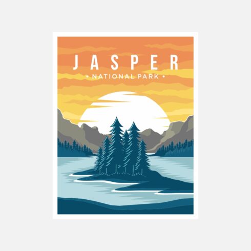 Jasper national park poster vector illustration design – Only $8 cover image.