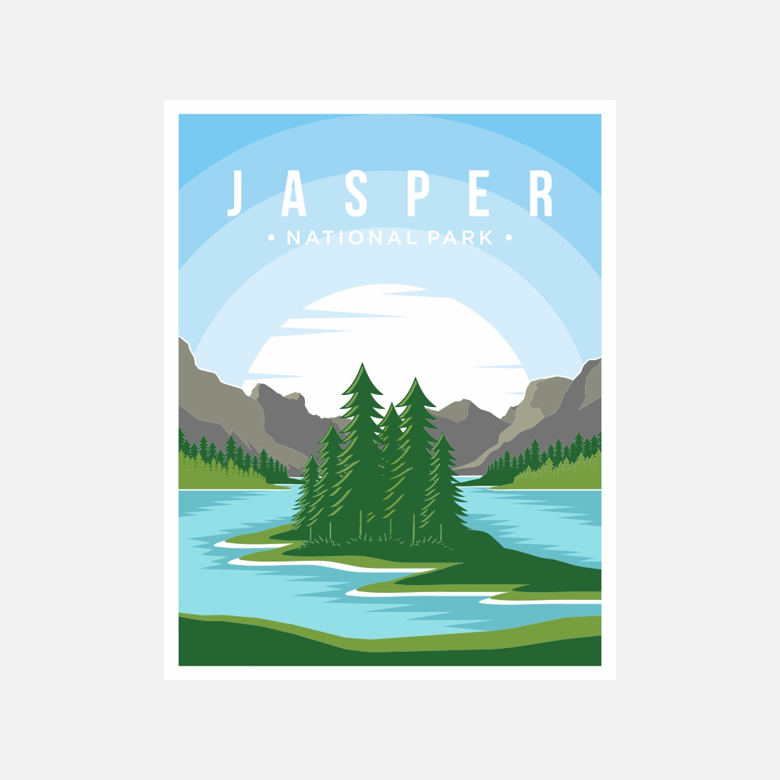 Jasper national park poster vector illustration design – Only $8 preview image.