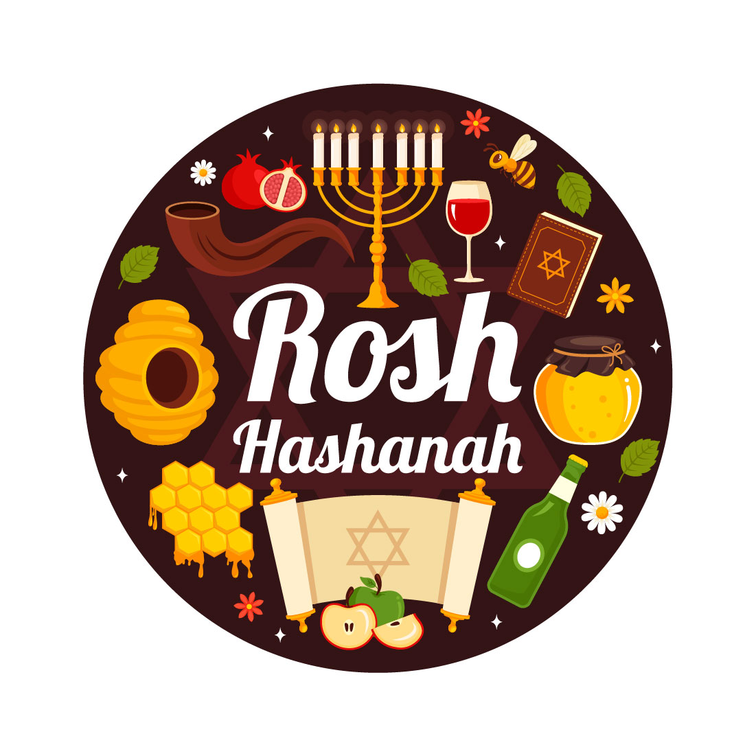 12 Happy Rosh Hashanah Illustration preview image.