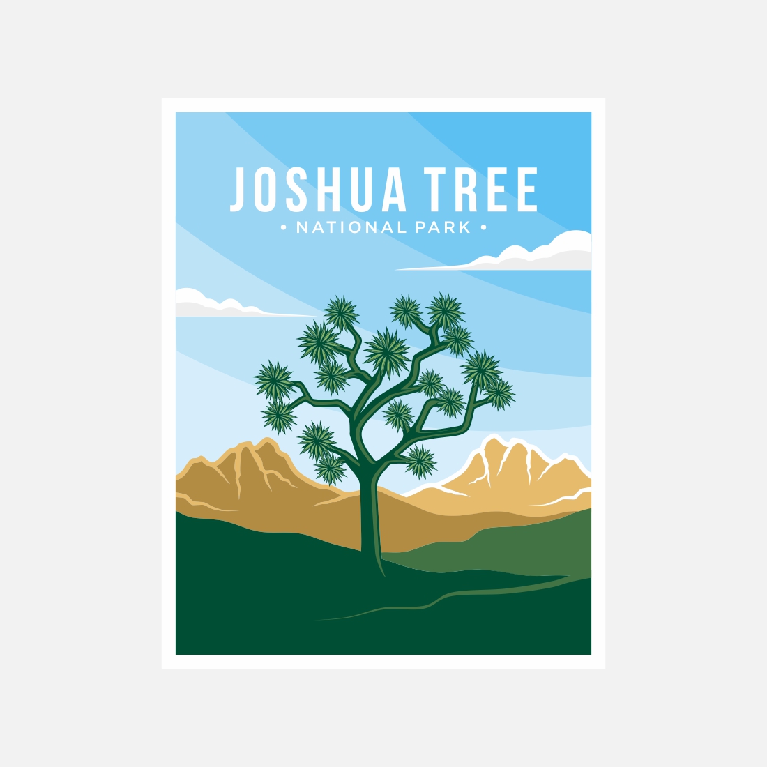 Joshua Tree national park poster vector illustration design – Only $8 preview image.