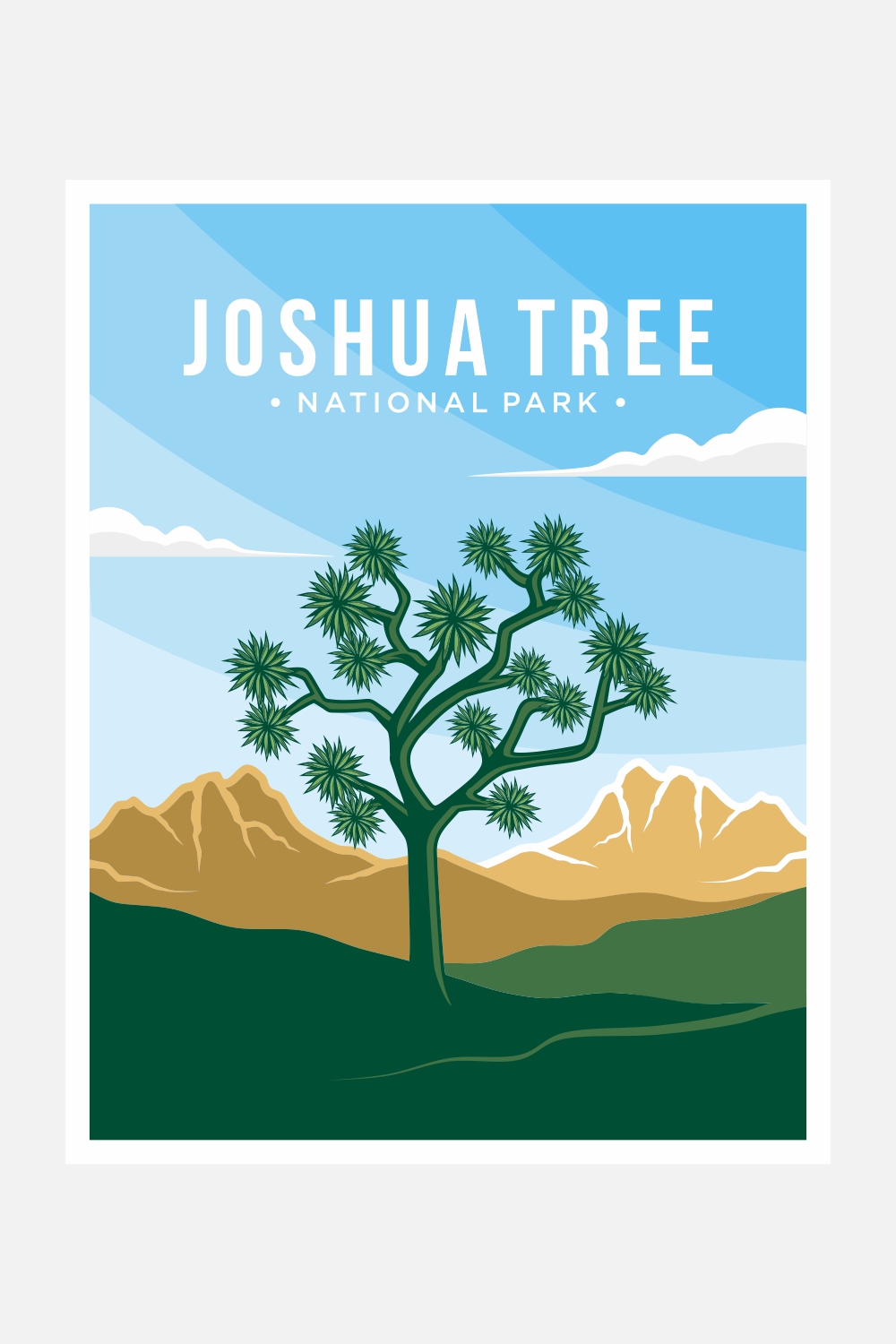 Joshua Tree national park poster vector illustration design – Only $8 pinterest preview image.