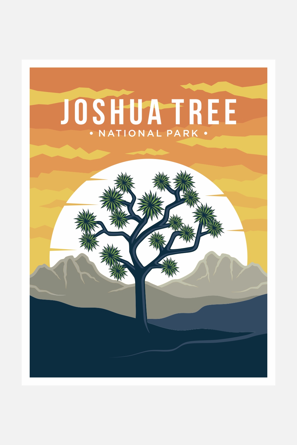 Joshua Tree national park poster vector illustration design – Only $8 pinterest preview image.