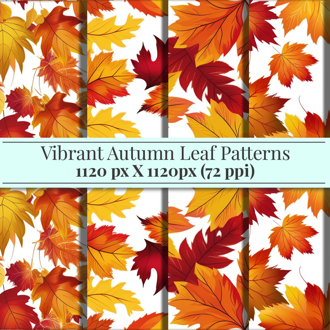 Vibrant Autumn Leaf Patterns Digital Paper Bundle - Seamless Fall Leaves in Warm Earthy Tones cover image.
