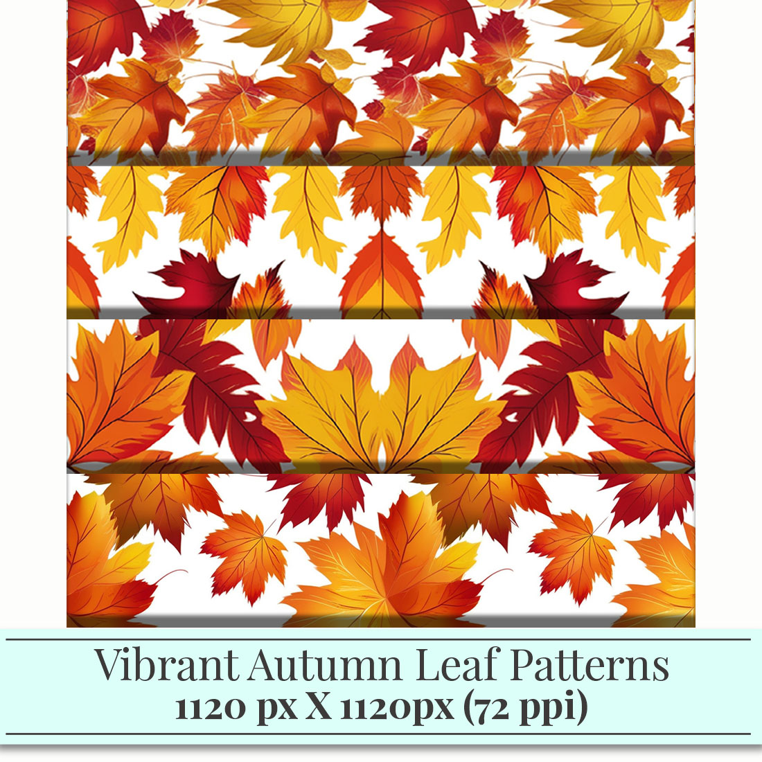 Vibrant Autumn Leaf Patterns Digital Paper Bundle - Seamless Fall Leaves in Warm Earthy Tones preview image.